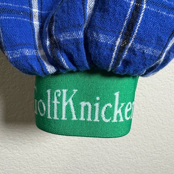 Men’s Blue Plaid Golf Knickers Pants with Green Cuffs. Comfort Elastic Sides. - Picture 2 of 12